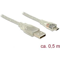 Usb Cable Type A-B Micro  V.2.0  0.5M Transparent 83897 DELOCK