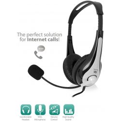 Headphone 2X 3.5Mm Jack. 2.1M. Grey-Black With Microphone EW3562 INTRONICS