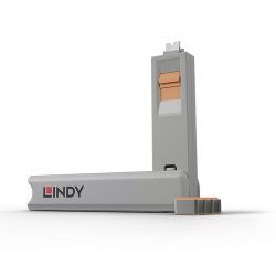 Port Blocker Usb Type-C (1 Key + 4 X Blocks) Orange Lindy 40428