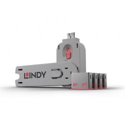 Port Blocker Usb (1 Key + 4 X Blocks) Pink Lindy 40450