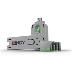 Port Blocker Usb (1 Key + 4 X Blocks) Green Lindy 40451