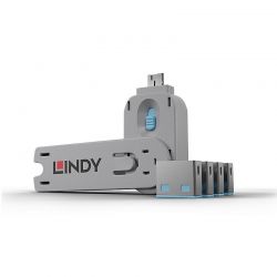 Port Blocker Usb (1 Key + 4 X Blocks) Blue Lindy 40452