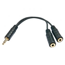 3,5Mm Stereo Headphone Splitter Cable 1 Χ 3.5Mm M To 2X F 60Mm Lindy 35627
