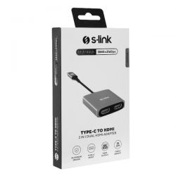 Adapter Type-C To 2 X Hdmi Female Dual Monitor Adapter Mst 4K@30Hz S-Link 39873/SWV-USBC026