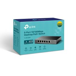 Switch 6 Port 10/100 Mbps   With 4-Port Poe+ 67W   Desktop  Case TP-Link TL-SF1006P