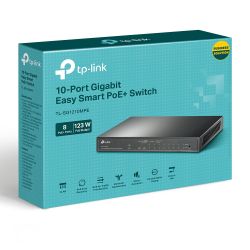 Switch 10 Port 1Gigabit  +1 Sfp  With 8-Port Poe+ 123W Easy Smart Desktop  Case TP-Link TL-SG1210MPE