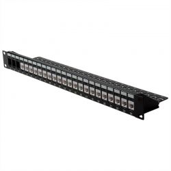 Keystone Panel Cat6 1U 24P.Κενο (Mε Στήριγμα Καλωδίων) Μαύρο Roline 26.11.0357-5