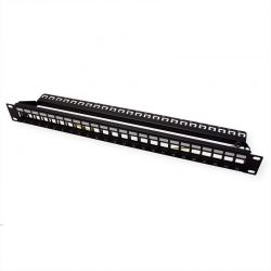 Keystone Panel Cat6 1U 24P.Κενο (Με Στήριγμα Καλωδίων&Amp;Γείωση ) Μαύρο Roline 26.11.0360-5