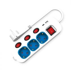 Πολυπριζο 3X Με 3+1 Διακόπτες &Amp; 1Xusb A, 1Xusb-C 1,5M Λευκό Roline 19.07.2344-20