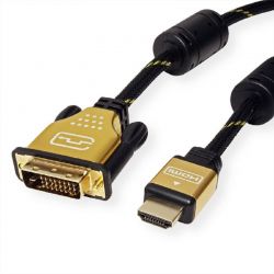 Καλώδιο Hdmi Σε Dvi-D (24+1) 2M (3840X2160@30Hz) Gold Ferrite Roline 11.04.5891-10