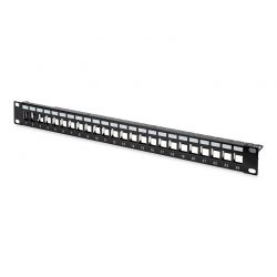 Keystone Panel 1U 24P(Με Στήριγμα Kαλωδίων&Amp;Γείωση ) Μαυρο Digitus DN-91411