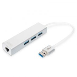 Usb 3.0  To Ethernet Giga  &Amp; Hub 3-Port Usb 3.0 Digitus DA-70250-1