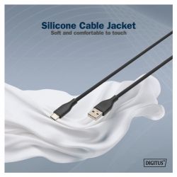 Usb Cable Type-C Male To Usb 2.0 Type-A Male 60W 1M (Silicone Material ) Digitus AK-300340-010-S
