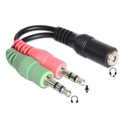 3,5Mm Aud F To 2X3,5Mm Aud M (Speak+Micro/Ne) Delock 65459