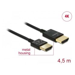Καλώδιο Hdmi 4,5M 4K(3840X2160@60Hz) Slim Active Hq Black Delock 84775