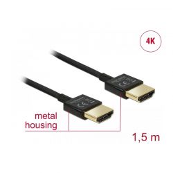 Καλώδιο Hdmi 1,5M 4K(3840X2160@60Hz) Slim Hq Black Delock 84772