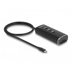 Hub Usb Type-C M To 3 Port Usb Type-A 10Gbps F &Amp; Card Reader Delock 64234