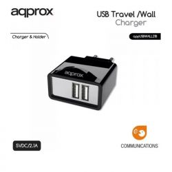 Charging Adapter Wall 2 X Usb 2.1A Black Approx USBWALL21B