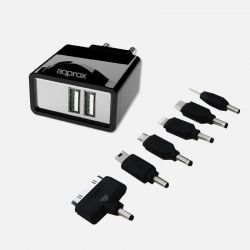 Charging Adapter Wall 2 X Usb 2.1A + 6 Tips Approx UATS