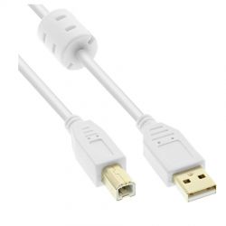 Usb Cable Type A-B V.2.0 10M Gold Plated, Ferrite, White Intos 34550W