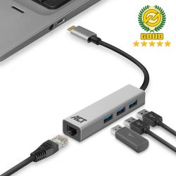 Usb 3.2 Type-C To Gigabit Ethernet Network Adapter &Amp; Hub 3-Port Intronics AC7055