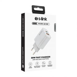 CHARGING Adapter WALL 1xType-C & 1xUSB-A QC 3.0 30W 40431/SL-EC67 S-Link