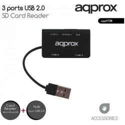 Hub 3 Port USB 2.0 & Card Reader SD/MICRO SD HT8B APPROX