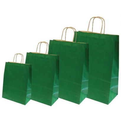 Χάρτινη τσάντα Υ31x22x10εκ. σκ. πράσινο με στρογγυλό χερούλι 50 τεμάχια Next 31744