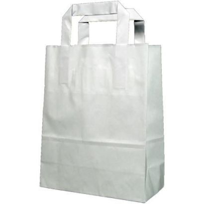 Χάρτινη τσάντα Υ22x18x8εκ. άσπρη με πλακέ χερούλι 50 τεμάχια Next 31757