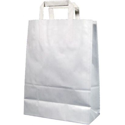 Χάρτινη τσάντα Υ35x26x12εκ. άσπρη με πλακέ χερούλι 50 τεμάχια Next 31759