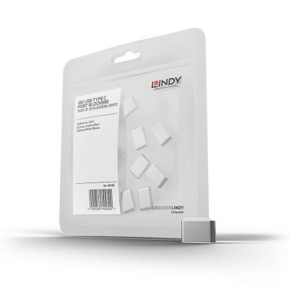 Port Blocker Usb Type-C  (Without Key) Pack Of 10 White Lindy 40439