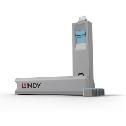 Port Blocker Usb Type-C (1 Key + 4 X Blocks) Blue Lindy 40465