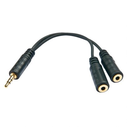 3,5Mm Stereo Headphone Splitter Cable 1 Χ 3.5Mm M To 2X F 60Mm Lindy 35627