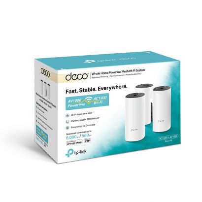 Mesh Wifi 5 System Ac1300+Av1000 Whole Home Powerline   (3 Pack) TP-Link Deco P9(3-pack)
