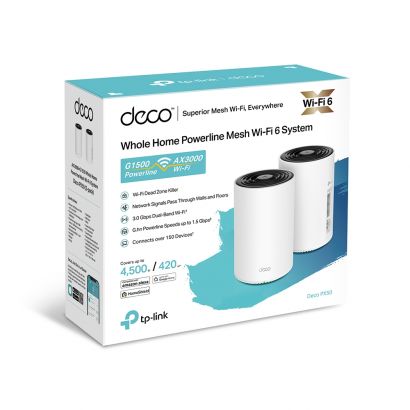 Mesh Wifi 6 System  Ax3000 + G1500 Whole Home Powerline  (2-Pack) TP-Link Deco PX50(2-pack)
