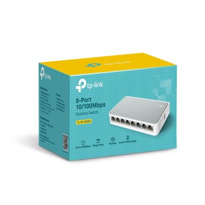 Switch 8 10/100M Rj45 Ports, Desktop Plastic Case TP-Link TL-SF1008D