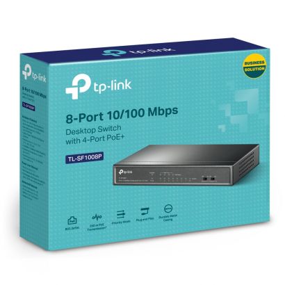 Switch 5 Port 10/100 Mbps   With 4-Port Poe+ 66W   Desktop  Case TP-Link TL-SF1008P