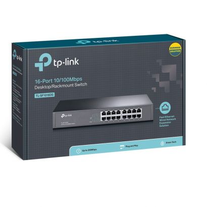 16-Port 10/100M Switch, 16 10/100M Rj45 Ports, 1U 13-Inch Rack-Mountable  Case TP-Link TL-SF1016DS