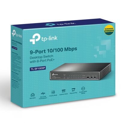 Switch 9 Port 10/100 Mbps   With 8-Port Poe+ 66W   Desktop  Case TP-Link TL-SF1009P