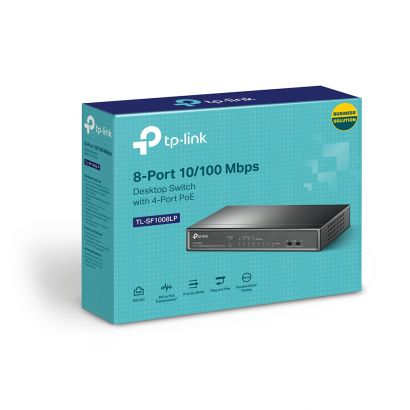 Switch 8 Port 10/100 Mbps   With 4-Port Poe+ 41W   Desktop  Case TP-Link TL-SF1008LP