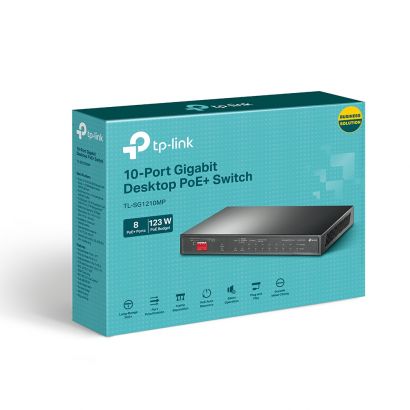 Switch 10 Port 1Gigabit  +1 Sfp  With 8-Port Poe+ 123W Desktop  Case TP-Link TL-SG1210MP