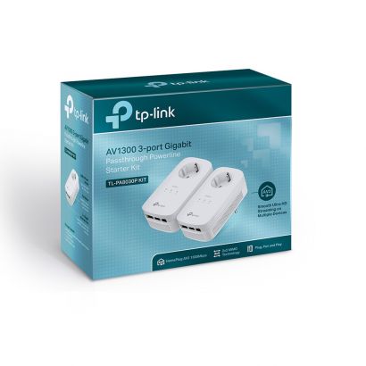 Power Line Av1300 3-Port Gigabit Passthrough  Starter Kit TP-Link TL-PA8030P KIT