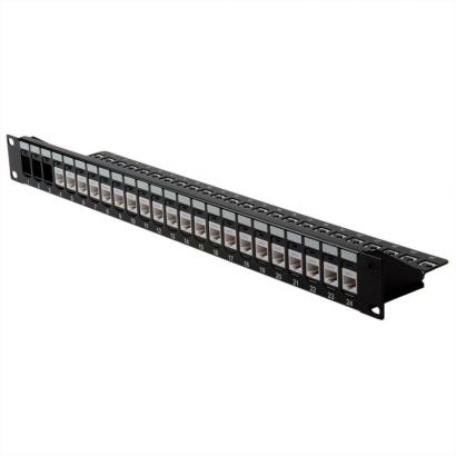 Keystone Panel Cat6 1U 24P.Κενο (Mε Στήριγμα Καλωδίων) Μαύρο Roline 26.11.0357-5