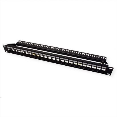 Keystone Panel Cat6 1U 24P.Κενο (Με Στήριγμα Καλωδίων&Amp;Γείωση ) Μαύρο Roline 26.11.0360-5