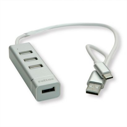 Hub 4 Port Usb 2.0 Type A+C Connection Cable Roline 14.02.5037-10