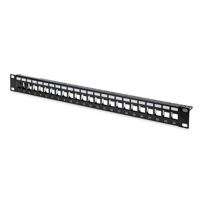 Keystone Panel 1U 24P(Με Στήριγμα Kαλωδίων&Amp;Γείωση ) Μαυρο Digitus DN-91411