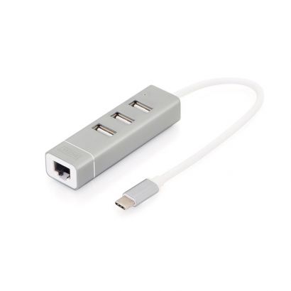 Usb 3.1 Type-C To Gigabit Ethernet Network Adapter &Amp; Hub 3-Port Digitus DA-70253