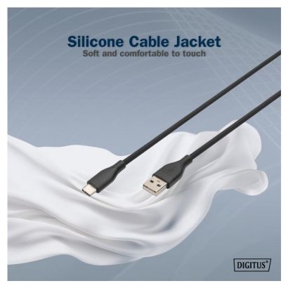 Usb Cable Type-C Male To Usb 2.0 Type-A Male 60W 1M (Silicone Material ) Digitus AK-300340-010-S