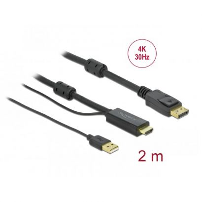 Καλωδιο Hdmi M/Display Port M 2M 3840X2160@30Hz Delock 85964