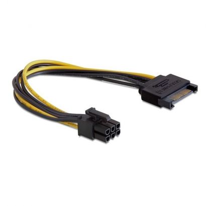 Adapter Τροφοδοσιας 15Pin Sata Για Kaρτα Γραφικων 6Pin Delock 82924